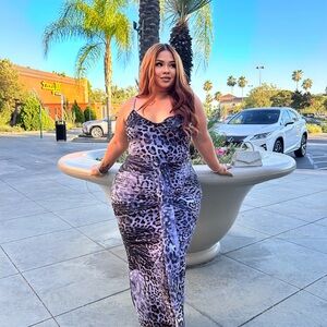 Fashion Nova Purple and Black Animal Print Maxi Dress